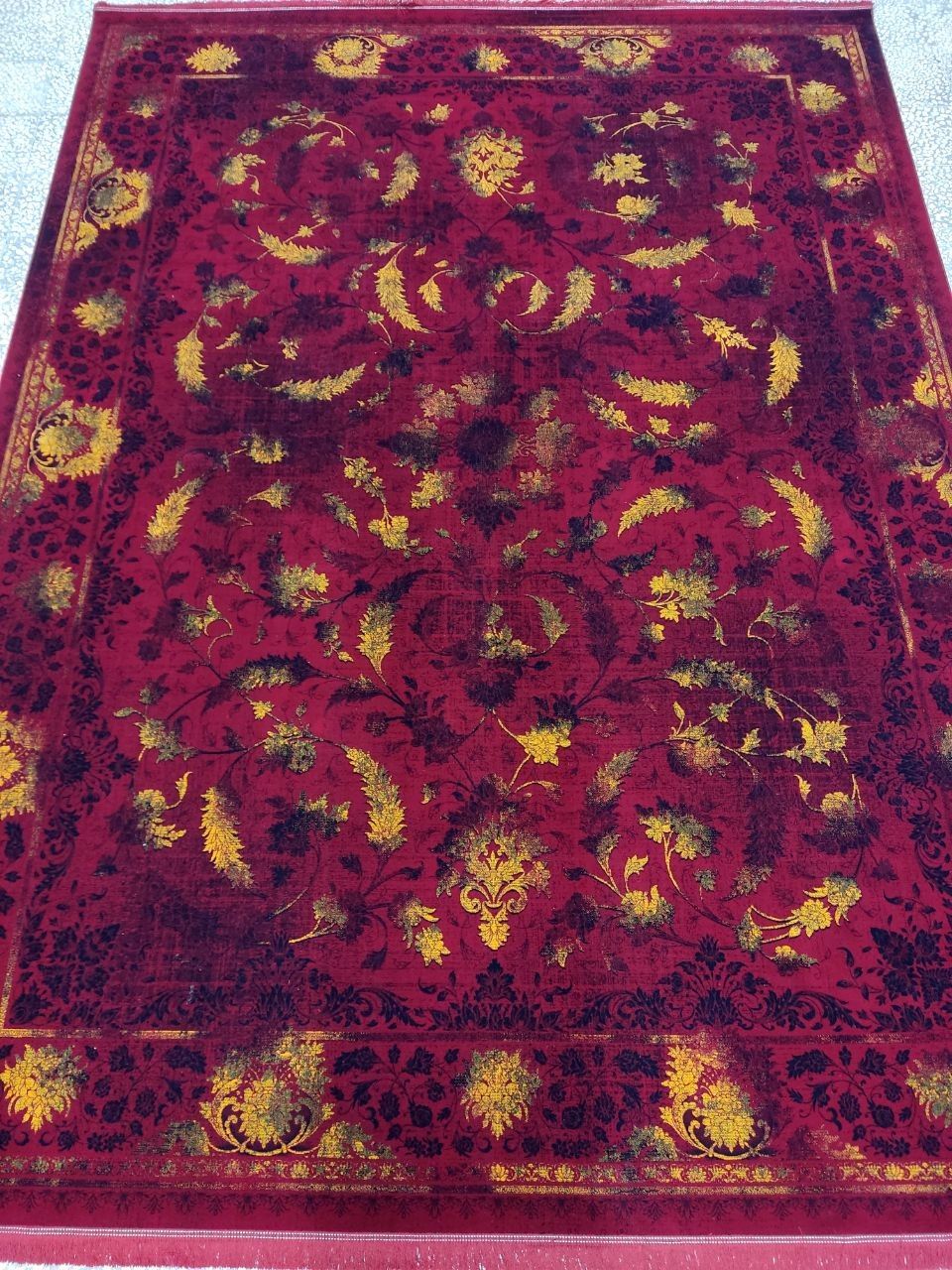 فرش ۷۰۰شانه طرح گندم وینتیج  لاکی طلایی